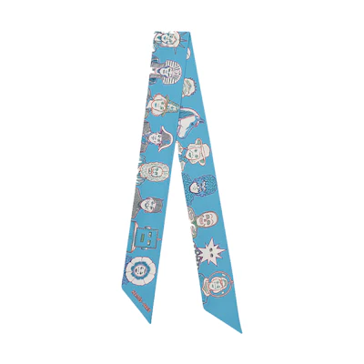 (Women) HERMES Twilly Dress Code Portrait Silk Scarf Blue for Women. H063780S-44