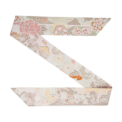 (Women) HERMES Twilly Floral Pattern Silk Scarf Light Rose Pink H063530S-07