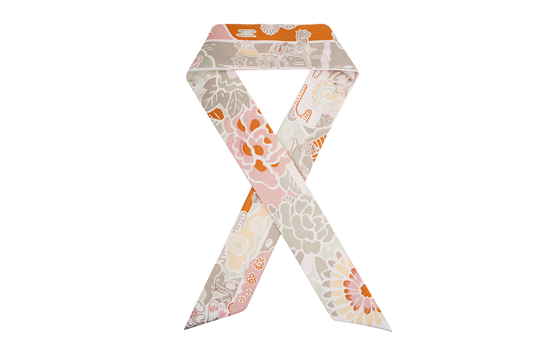 (Women) HERMES Twilly Floral Pattern Silk Scarf Light Rose Pink H063530S-07 圖 4