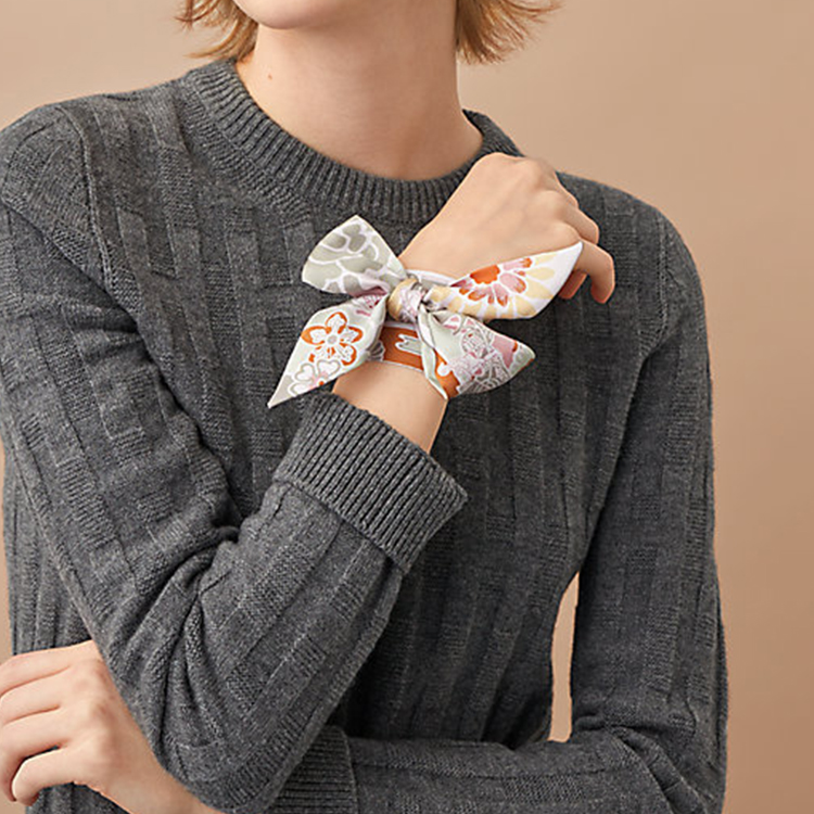 (Women) HERMES Twilly Floral Pattern Silk Scarf Light Rose Pink H063530S-07 圖 7