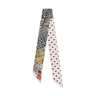 (Women) HERMES Twilly Jungle Love Pink Silk Scarf for Women H063513S-22