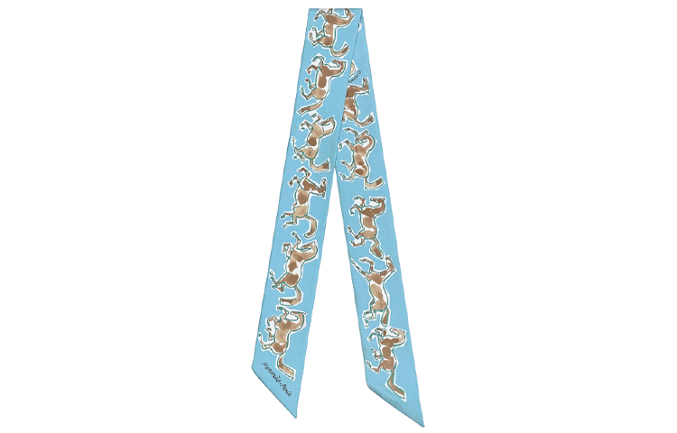 (Women) HERMES Twilly Orange Black Horse Scarf Women Silk Accessory H063803S-09 圖 2