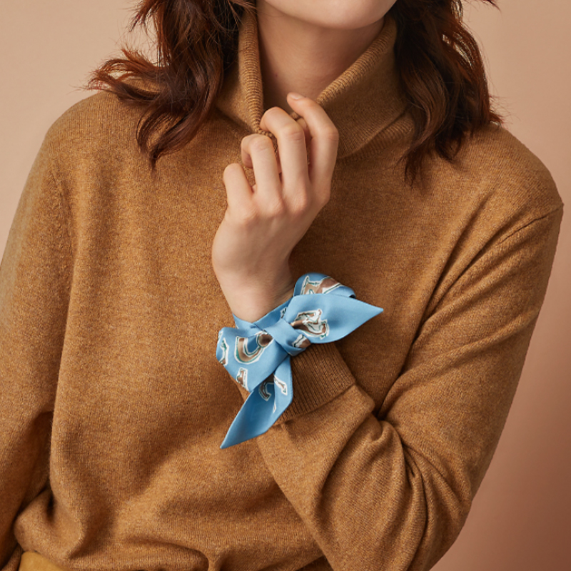 (Women) HERMES Twilly Orange Black Horse Scarf Women Silk Accessory H063803S-09 圖 3