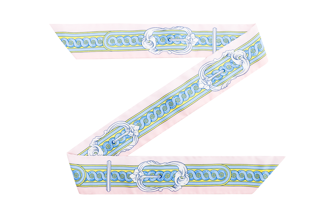 (Women) HERMES Twilly Pink Scarf - Equestrian-Themed Silk Accessory H061517S-06 圖 2