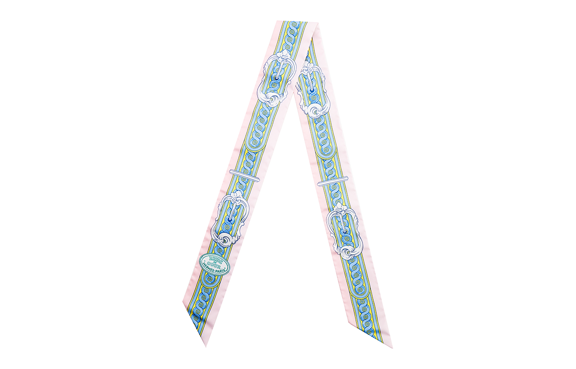 (Women) HERMES Twilly Pink Scarf - Equestrian-Themed Silk Accessory H061517S-06 圖 3