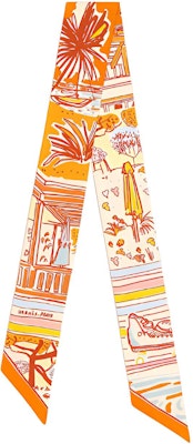 (W) 愛馬仕 Twilly Rayures d''Ete 橙色印花絲巾 女士圍巾 H063850S 09 Buy (W) 愛馬仕 Twilly Rayures d''Ete 橙色印花絲巾 女士圍巾 H063850S 09