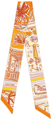 (W) 愛馬仕 Twilly Rayures d''Ete 橙色印花絲巾 女士圍巾 H063850S 09 Order (W) 愛馬仕 Twilly Rayures d''Ete 橙色印花絲巾 女士圍巾 H063850S 09