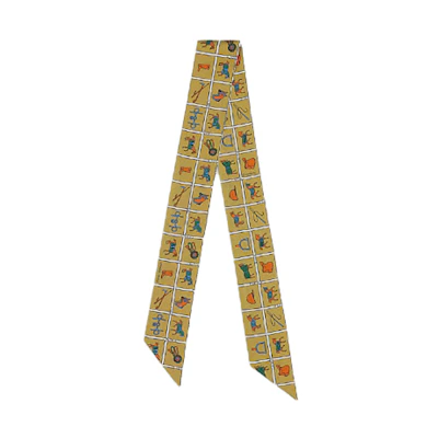 (Women) HERMES Twilly Red Scarf for Women - Horse Print Design. H061356S-21