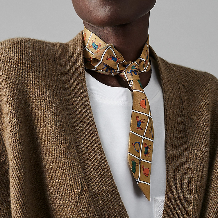 (Women) HERMES Twilly Red Scarf for Women - Horse Print Design. H061356S-21 圖 3