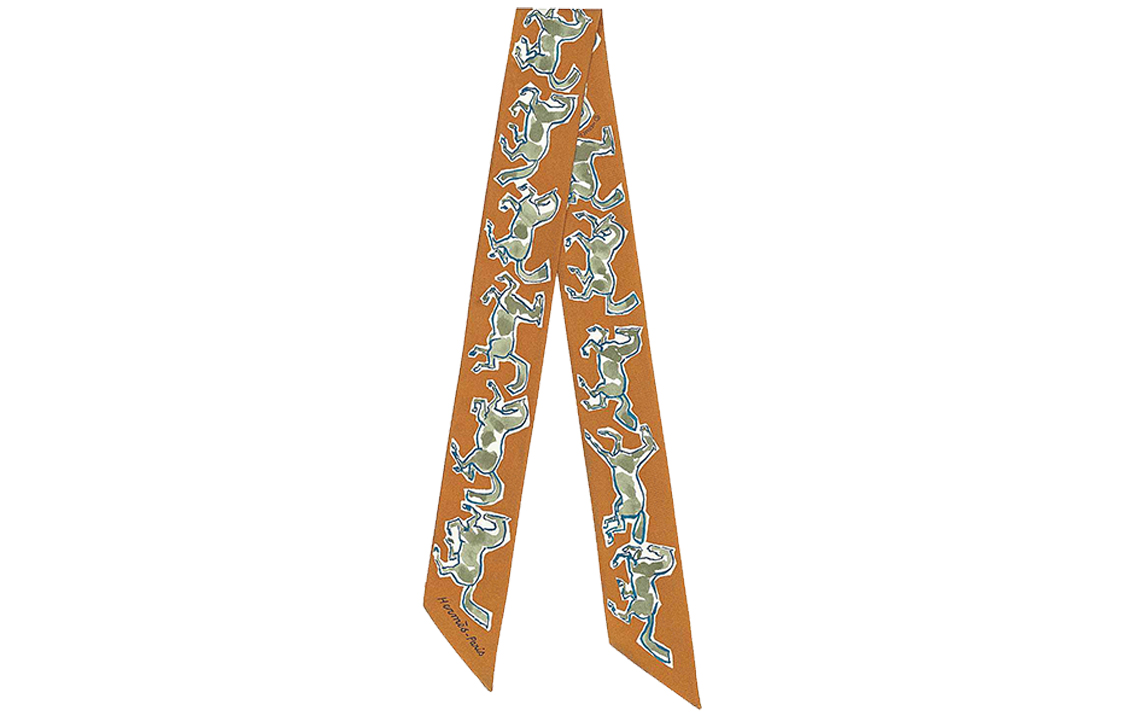 (Women) HERMES Twilly Ribbon Caramel Khaki Scarf H063803S-02 圖 2