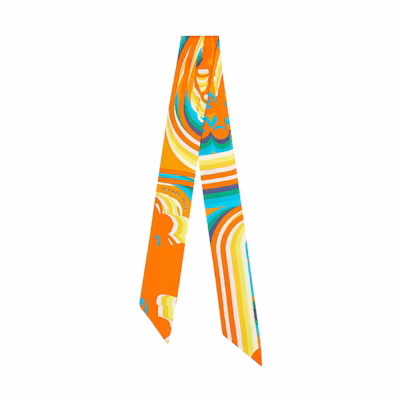 (Women) HERMES Twilly Ribbon Scarf Luxury Reins Orange H063415S-06