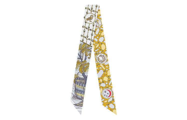 (Women) HERMES Twilly Scarf "Dance of the Female Knight" Gold Women’s Silk Scarf. H063593S-19 圖 2