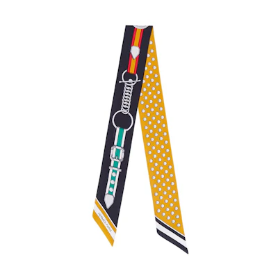 (Women) HERMES Twilly Scarf Yellow/Blue Celebration Edition. H063778S-20