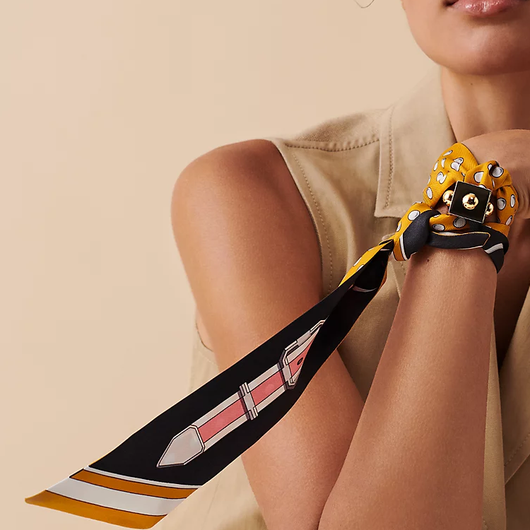 (Women) HERMES Twilly Scarf  Yellow/Blue Celebration Edition. H063778S-20 圖 3