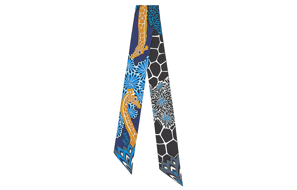 (Women) HERMES Twilly Scarf Blue Black - Les Muses Sylvestrines H063441S-08