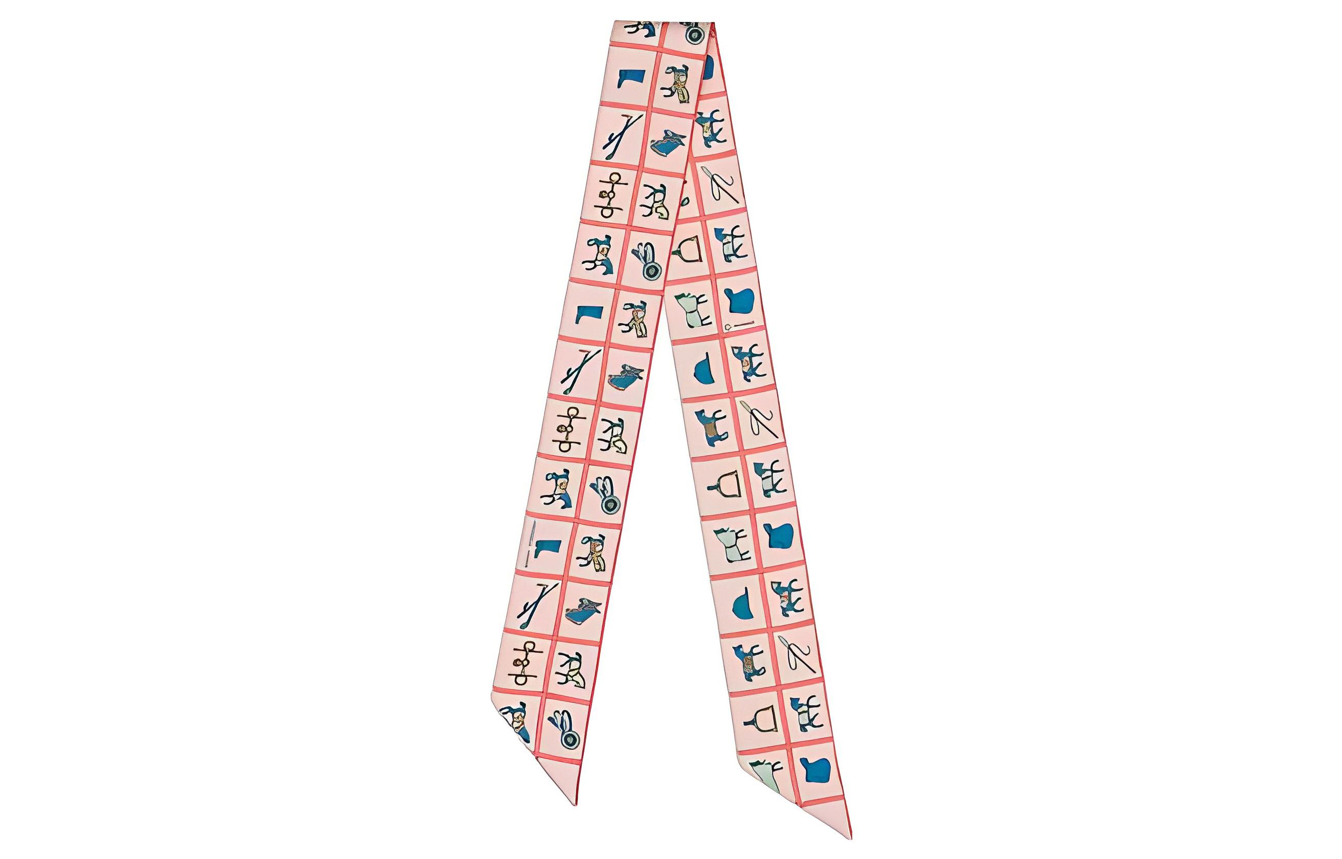 Buy (Women) HERMES Twilly Scarf Pink  Equestrian-Themed Silk Scarf. H061356S  12