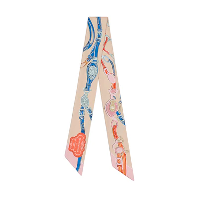 (Women) HERMES Twilly Scarf Ribbon for Women - Pink Elegant Design. H063940S 15