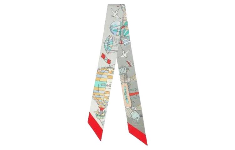 (Women) HERMES Twilly Silk Scarf  "Dream of Soaring Skies" Pearl Gray H061722S-12 圖 2