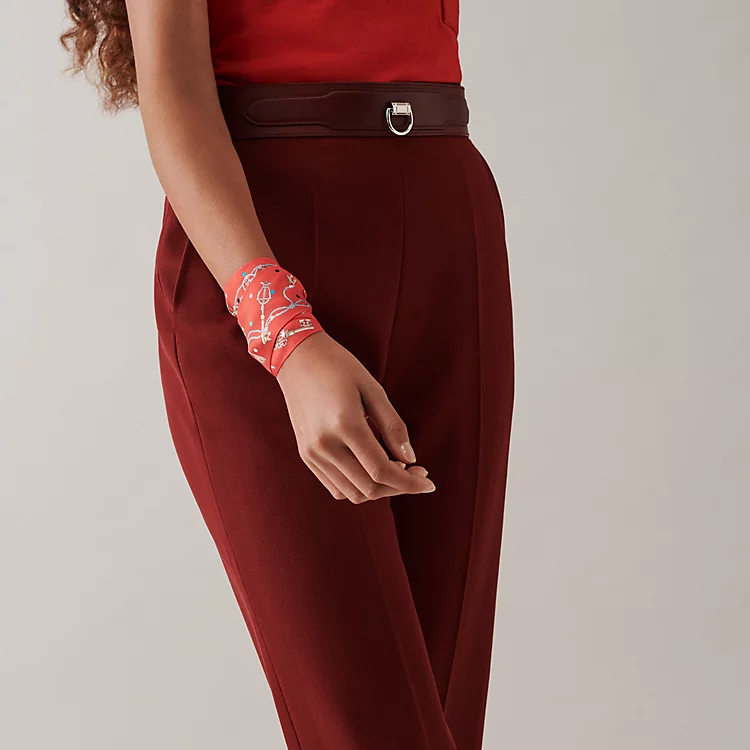 (Women) HERMES Twilly Silk Scarf  'Key to Dots' Pomegranate Red. H063871S-02 圖 3