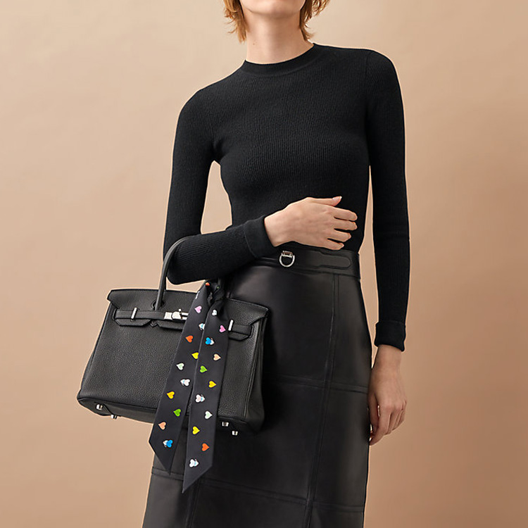 (Women) HERMES Twilly Silk Scarf Black "Afternoon Tea Time" Edition. H063782S-22 圖 5