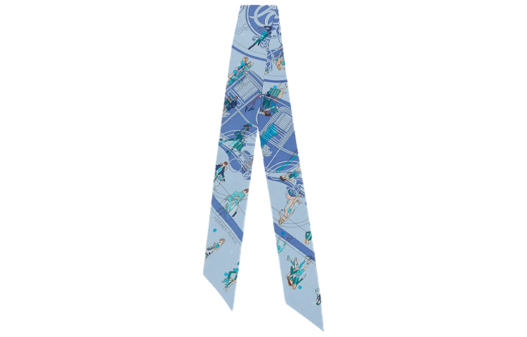 (Women) HERMES Twilly Silk Scarf Blue Edition Paris Library Style. H063416S-06 圖 2