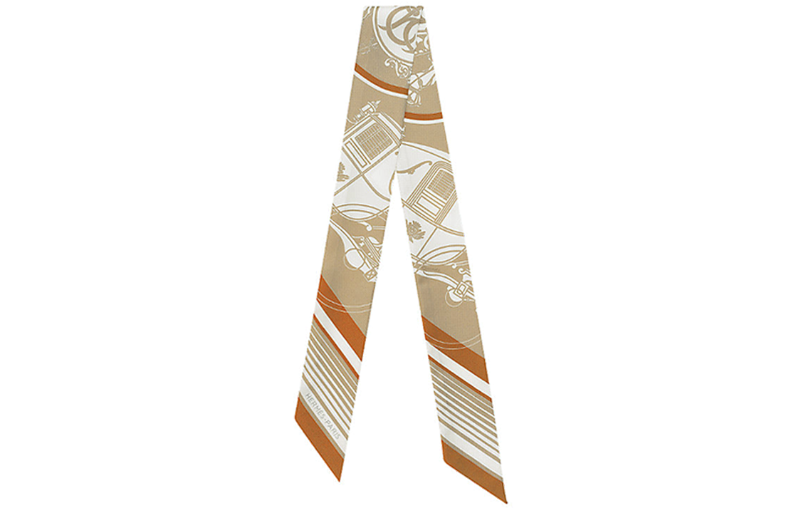 (Women) HERMES Twilly Silk Scarf Brown Camel Edition. H063791S-27