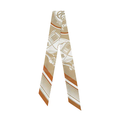 (Women) HERMES Twilly Silk Scarf Brown Camel Edition. H063791S-27