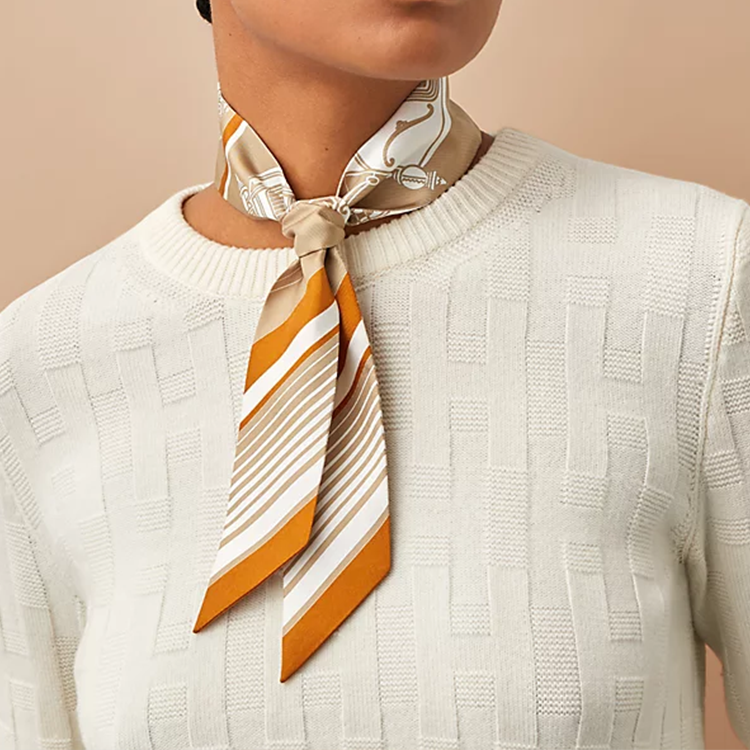 (Women) HERMES Twilly Silk Scarf Brown Camel Edition. H063791S-27 圖 3