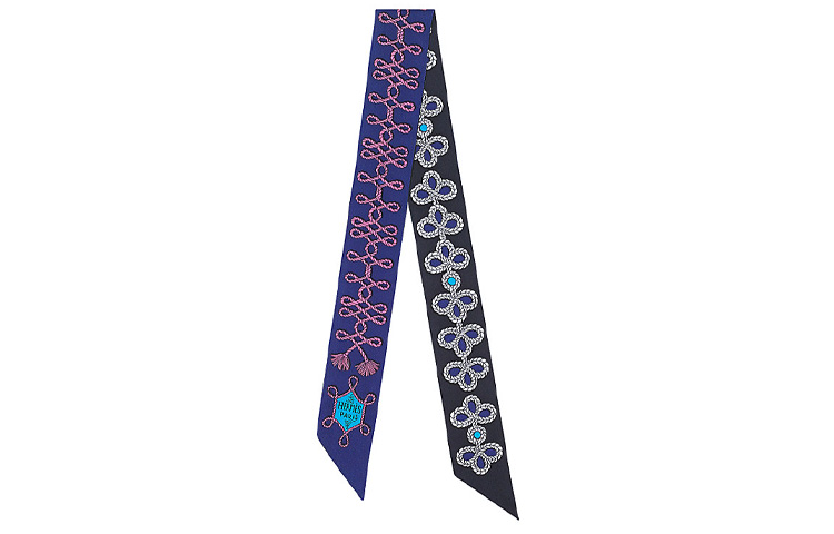 (Women) HERMES Twilly Silk Scarf for Women - Blue and Black H063698S-03 圖 2