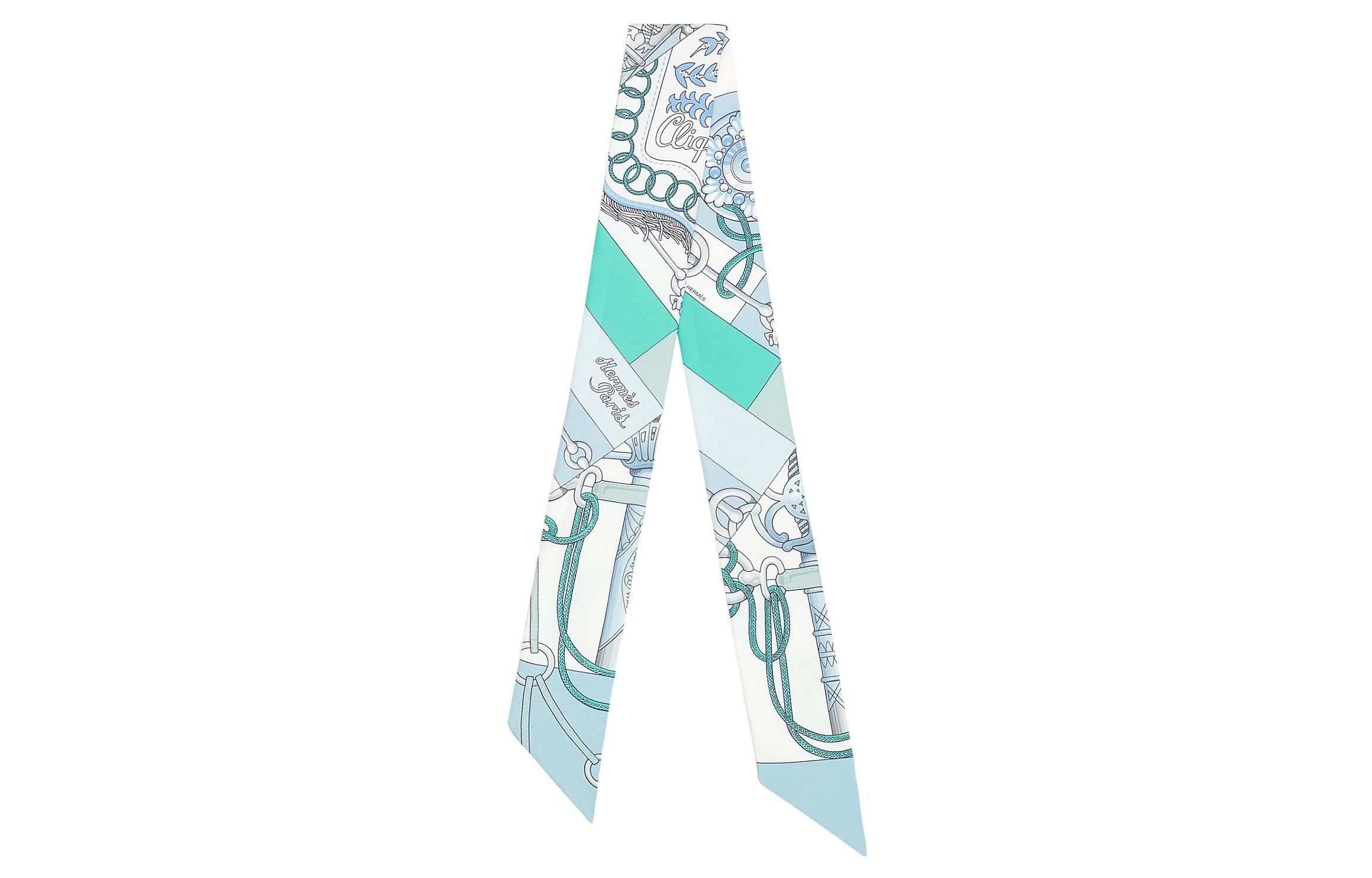 (Women) HERMES Twilly Silk Scarf for Women "Sabre Dance" Blue. H061574S-01 圖 2