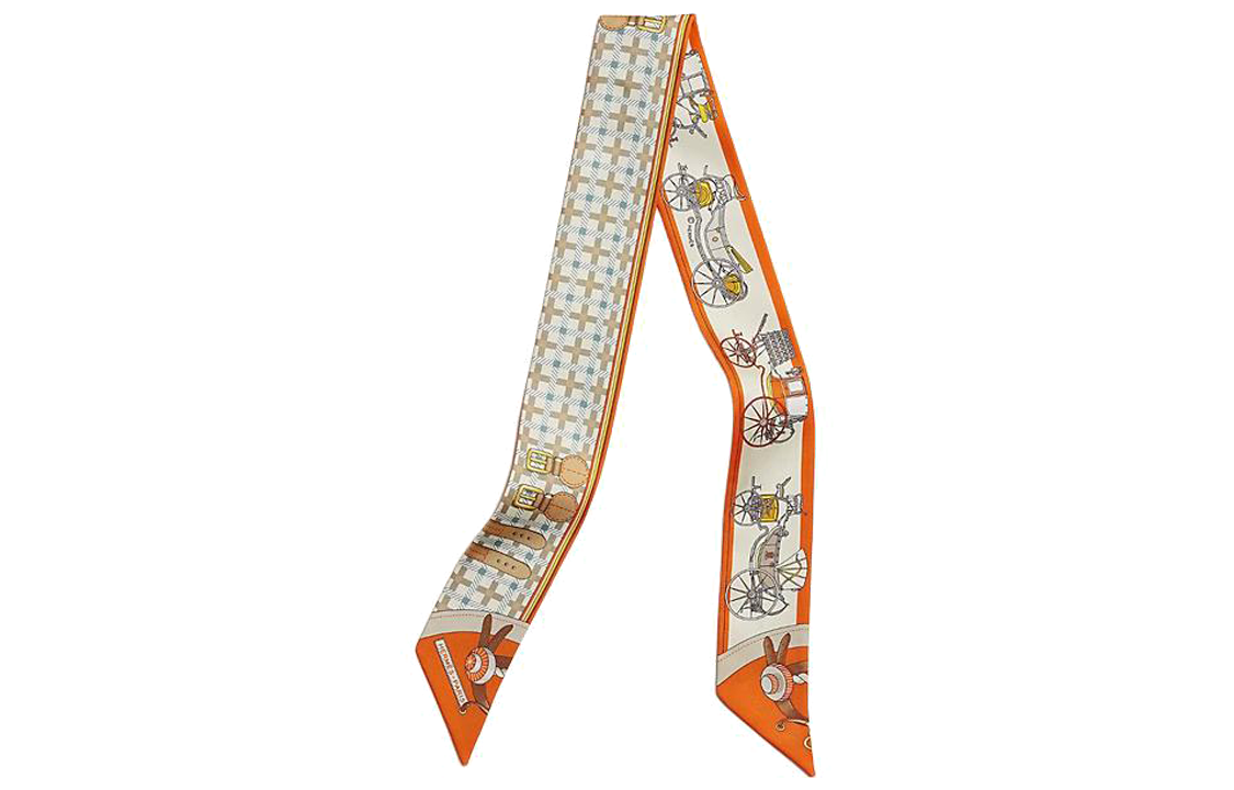 (Women) HERMES Twilly Silk Scarf Orange for Women. H064108S 07