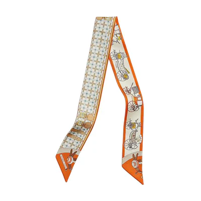 (Women) HERMES Twilly Silk Scarf Orange for Women. H064108S 07