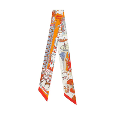 (Women) HERMES Twilly Silk Scarf Orange H063536S-05