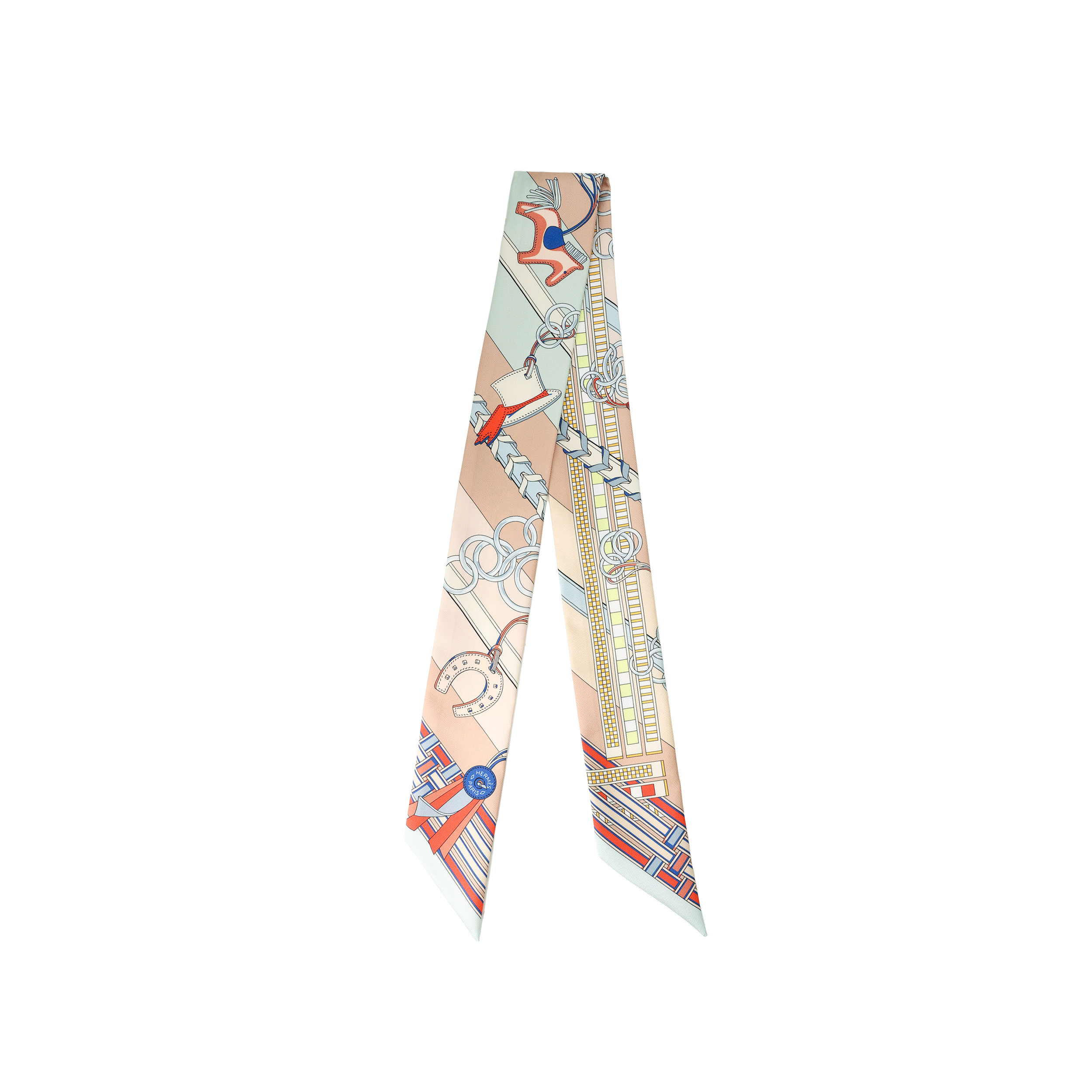 (Women) HERMES Twilly Silk Scarf Pink Rose Color for Women. H062849S 17