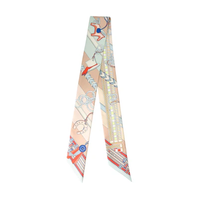 (Women) HERMES Twilly Silk Scarf Pink Rose Color for Women. H062849S 17