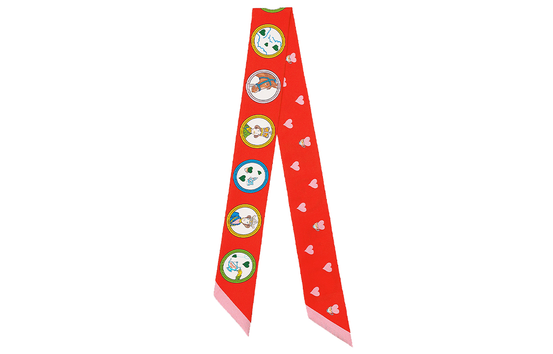 (Women) HERMES Twilly Silk Scarf Ribbon for Women - Red Afternoon Tea Theme. H063782S-16 圖 2