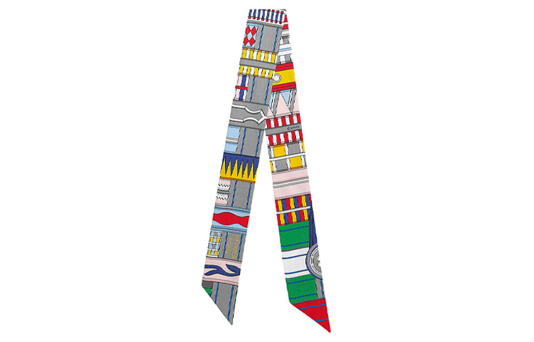 (Women) HERMES Twilly Silk Scarf Ribbon for Women - Green Circular Design H063516S-01 圖 2