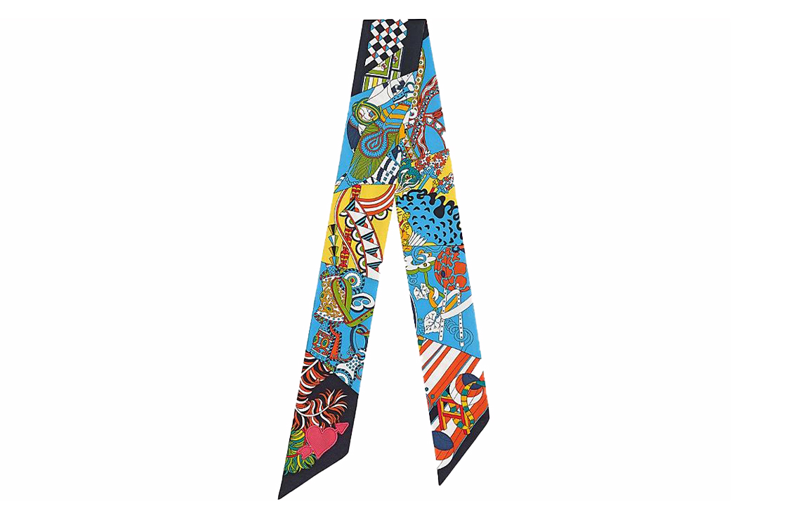 (Women) HERMES Twilly Silk Scarf Ribbon Multicolor Accessory H853464S-06