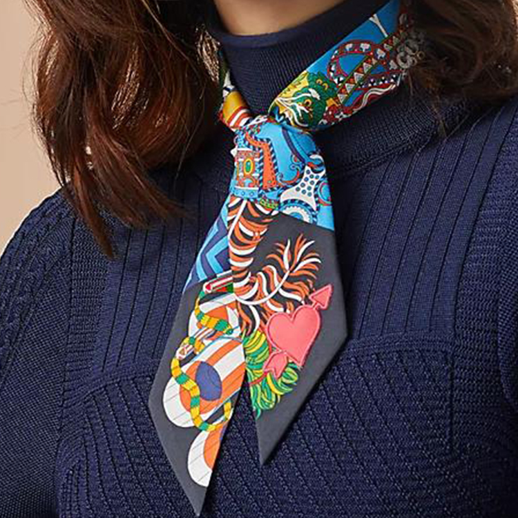 (Women) HERMES Twilly Silk Scarf Ribbon Multicolor Accessory H853464S-06 圖 3