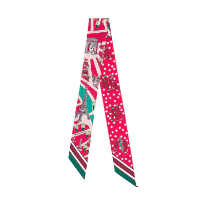 (Women) HERMES Twilly Silk Scarf Rose Pink H063329S-14