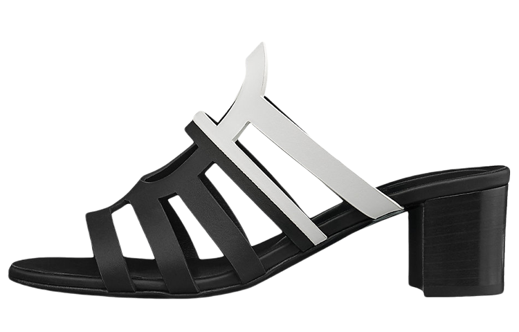 (Women) HERMES Two-Tone Calfskin High Heel Sandals 'Black' H211210Z-01