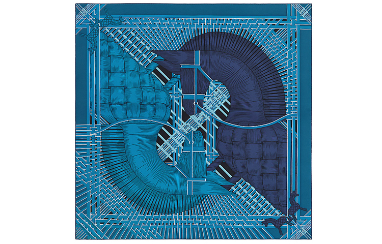 (Women) HERMES Two Horses Navy Blue Silk Scarf for Women H003684S-06 圖 2