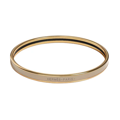 (Women) HERMES Uni Enamel Bracelet with Gold-Plated Hardware in Elephant Grey for Women. H240001F19