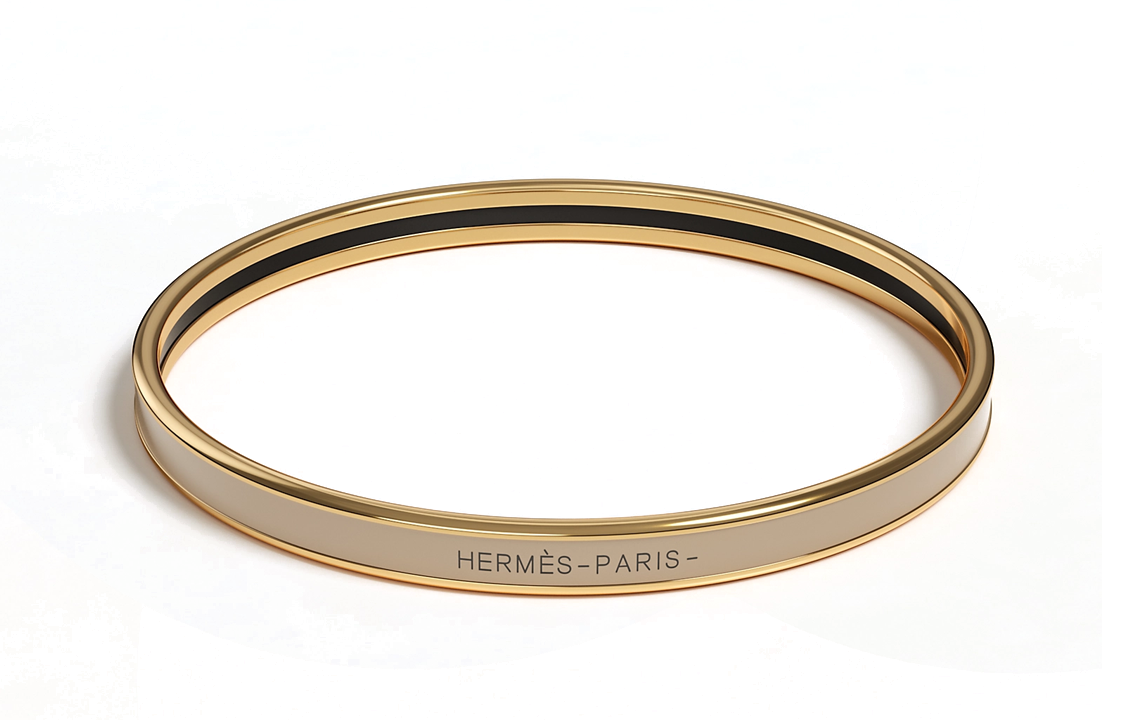 Order (W) HERMES Gelang Enamel Wanita Abu Gajah dengan Aksesoris Berlapis Emas. H240001F19