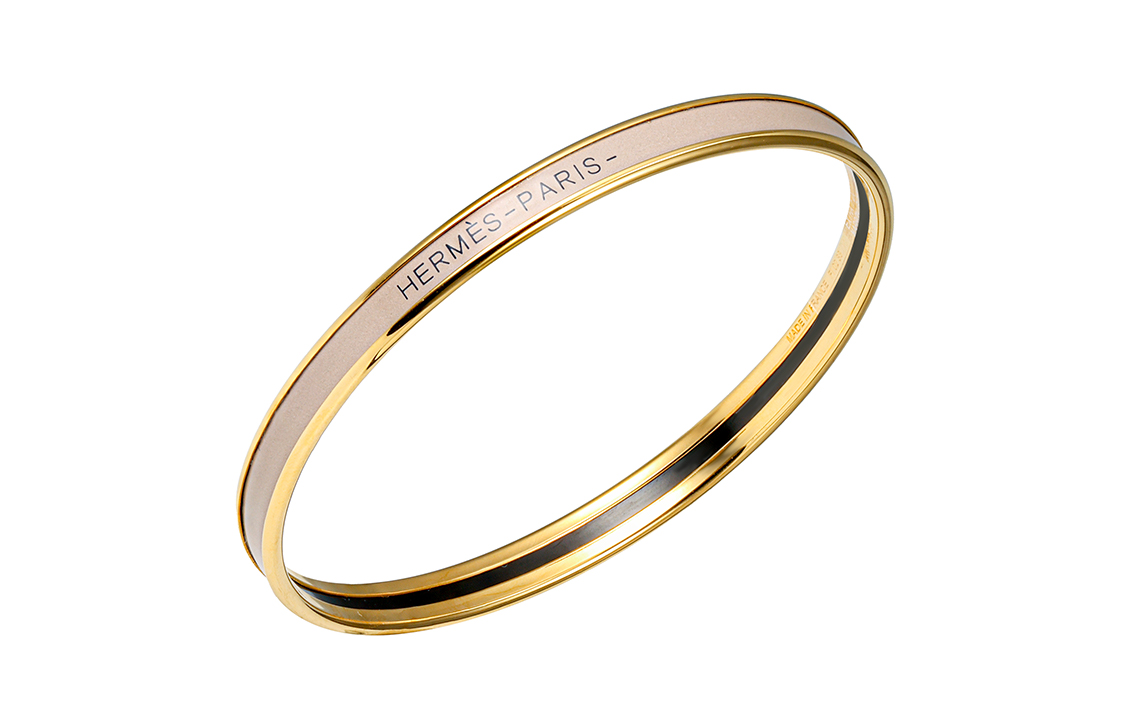 Lookbook (W) HERMES Gelang Enamel Wanita Abu Gajah dengan Aksesoris Berlapis Emas. H240001F19