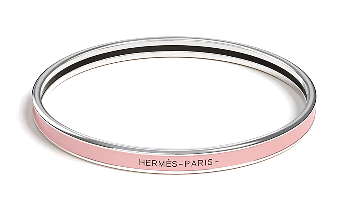 Order (W) HERMES Uni Narrow Palladium Gelang Enamel Wanita Pink. H240001FP1Z-65
