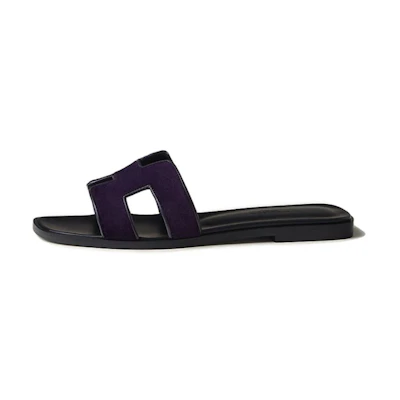 (W) HERMES Velvet 'Purple Slides'