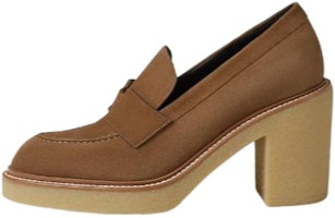 (Women) HERMES Velvet Comfort 7cm High Heels 'Elegant Chunky Heel Brown' H212053Z-E5 (Women) HERMES Velvet Comfort 7cm High Heels 'Elegant Chunky Heel Brown' H212053Z-E5