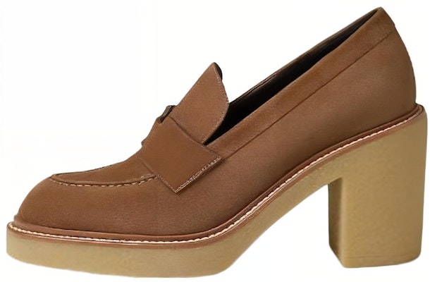 (Women) HERMES Velvet Comfort 7cm High Heels 'Elegant Chunky Heel Brown' H212053Z-E5 Buy (Women) HERMES Velvet Comfort 7cm High Heels 'Elegant Chunky Heel Brown' H212053Z-E5