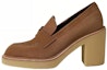 Buy (W) HERMES Velvet Comfort Tumit Tinggi 7cm 'Elegan Tumit Blok Coklat' H212053Z-E5